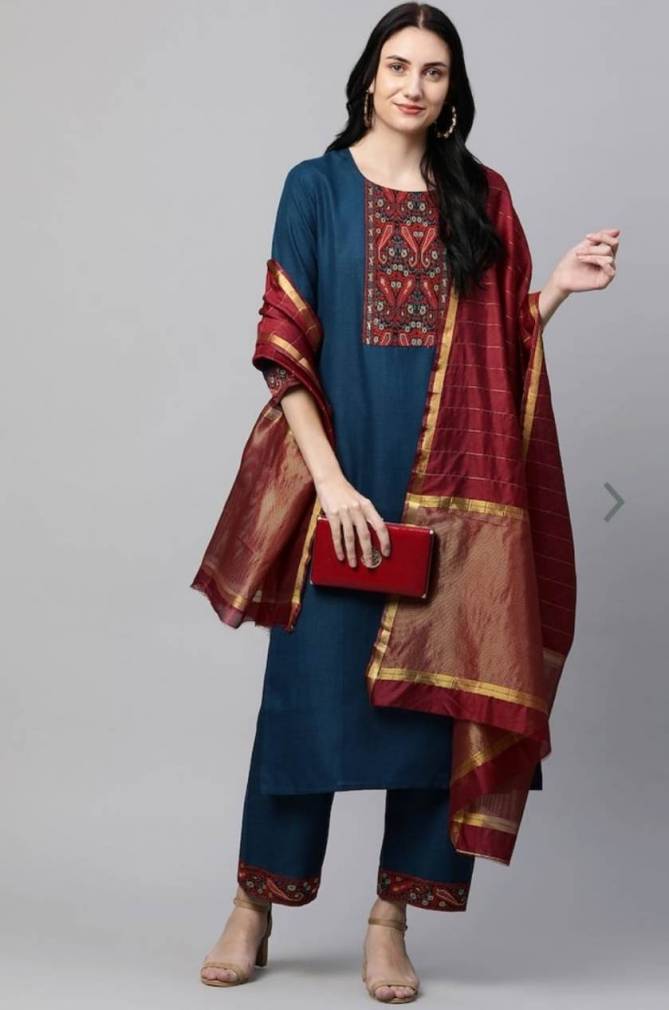 Shubh 4 Fancy Designer Ethnic Wear Cotton Kurti Pant And Dupatta Collection
